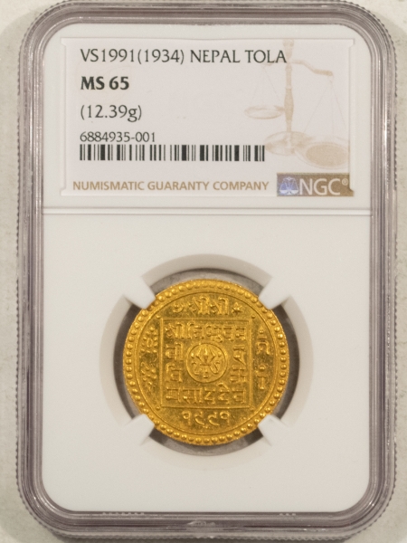 New Certified Coins VS1991 (1934) NEPAL GOLD ASHRAPHI TOLA KM703.1 NGC MS-65 FRESH GEM POP 2/0 FINER