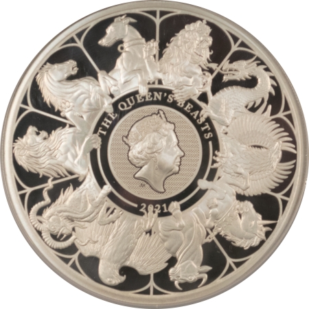 New Certified Coins 2021 UK 10LBS QUEEN’S BEASTS 5OZ 999 SILVER COMPLETER NGC PF69 UCAM, OGP 110/435