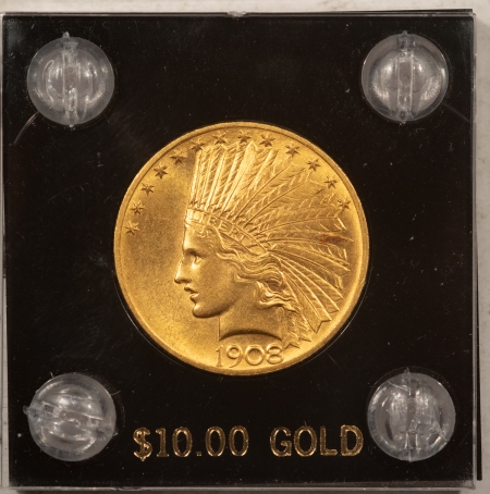 $10 1908 W/ MOTTO $10 INDIAN GOLD – NICE SLIDER UNCIRCULATED W/ CHOICE LOOK!