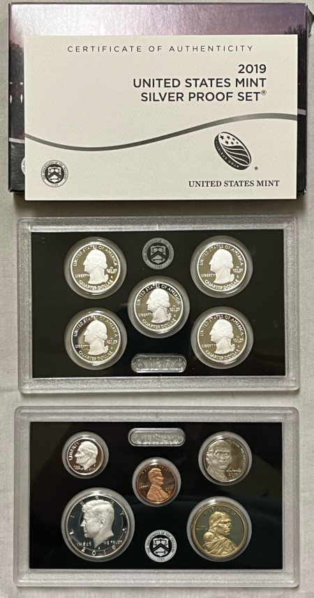 New Store Items 2019-S 10 COIN U.S. SILVER PROOF SET, GEM PROOF, ORIGINAL MINT PKG (NO EXTRA 1C)