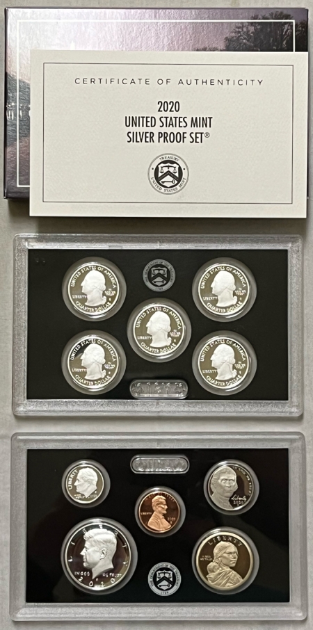 New Store Items 2020-S 10 COIN U.S. SILVER PROOF SET, GEM PROOF, ORIGINAL MINT PKG (NO EXTRA 5C)