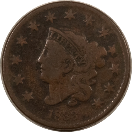 Coronet Head Large Cents 1833 CORONET HEAD LARGE CENT – VG+ DETAILS BUT POROUS