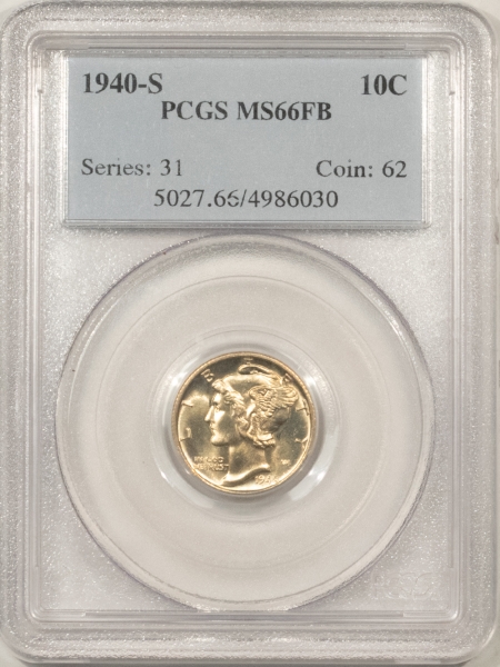 Mercury Dimes 1940-S MERCURY DIME – PCGS MS-66 FB, FRESH & FLASHY