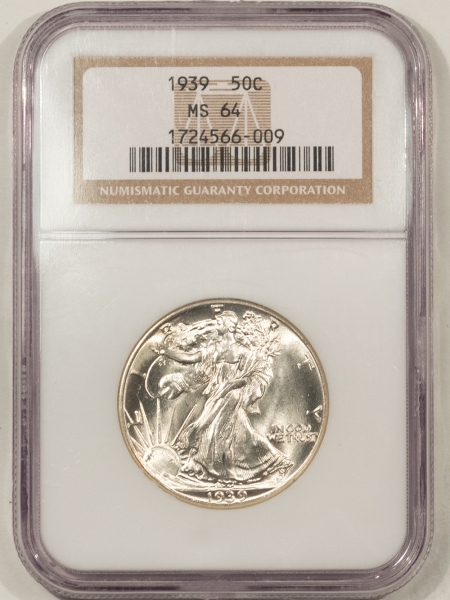 New Store Items 1939 WALKING LIBERTY HALF DOLLAR – NGC MS-64 BLAZING WHITE