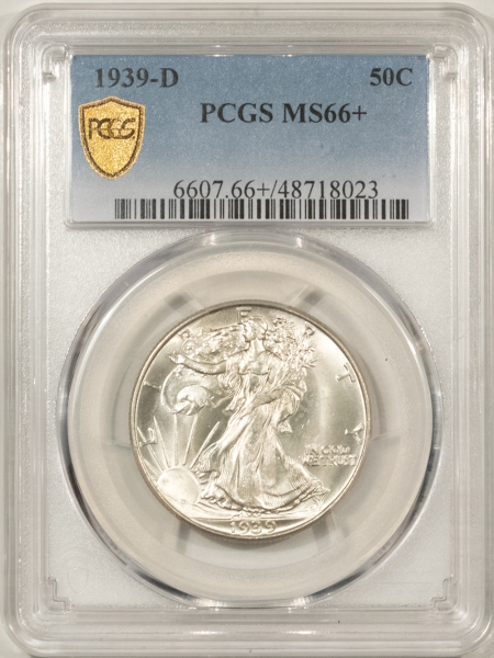 New Store Items 1939-D WALKING LIBERTY HALF DOLLAR – PCGS MS-66+, SUPER LUSTROUS, CLOSE TO 67!