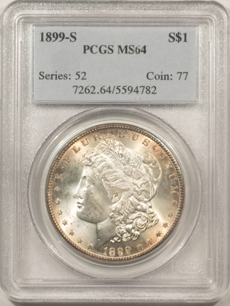 Morgan Dollars 1899-S MORGAN DOLLAR – PCGS MS-64, FRESH & FLASHY!