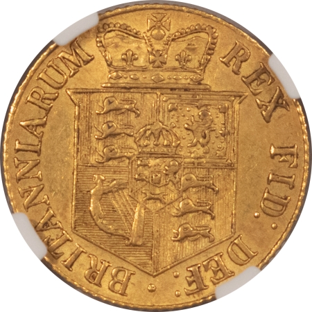 New Certified Coins 1818 GREAT BRITAIN GEORGE III GOLD 1/2 SOVEREIGN, KM-673, NGC AU-58, TOUGH!