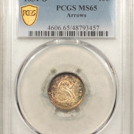 U.S. Certified Coins 1854-O SEATED LIBERTY DIME ARROWS PCGS MS-65, 66 QUALITY, PREMIUM QUALITY, RARE!