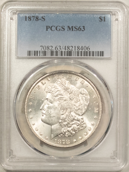 Morgan Dollars 1878-S MORGAN DOLLAR – PCGS MS-63, BLAST WHITE!