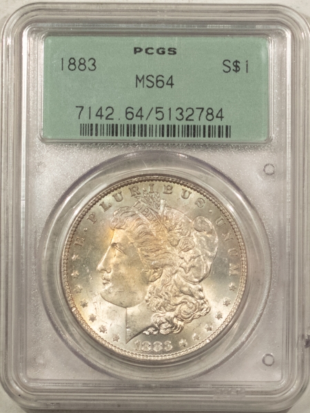 Morgan Dollars 1883 MORGAN DOLLAR – PCGS MS-64, OLD GREEN HOLDER, PRETTY!