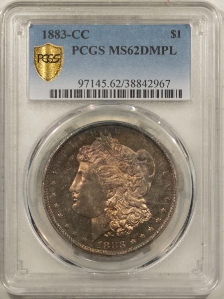 Morgan Dollars 1883-CC MORGAN DOLLAR – PCGS MS-62 DMPL, CARSON CITY! PRETTY!