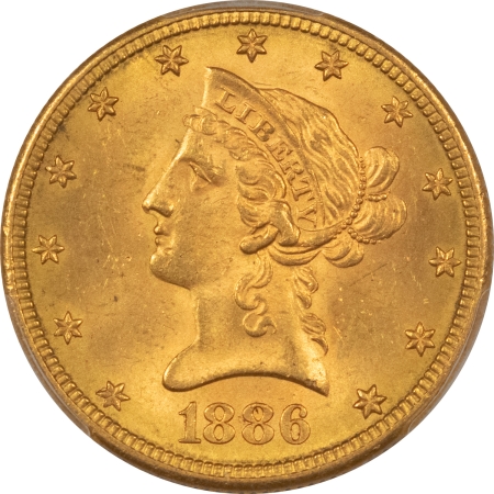 $10 1886-S $10 LIBERTY GOLD – PCGS MS-64, TOUGH DATE, FEW FINER & THOSE ARE 25K!