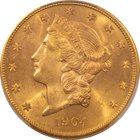 $20 1904-S $20 LIBERTY GOLD DOUBLE EAGLE – PCGS MS-64+ FRESH & REALLY PQ, LOOKS GEM!