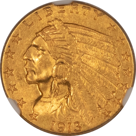 $2.50 1913 $2.50 INDIAN GOLD NGC MS-62, FRESH & PQ, LOOKS CHOICE!