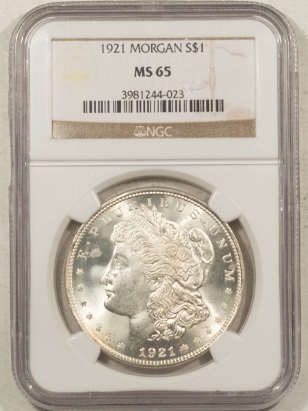 Morgan Dollars 1921 MORGAN DOLLAR – NGC MS-65, BLAST WHITE GEM!