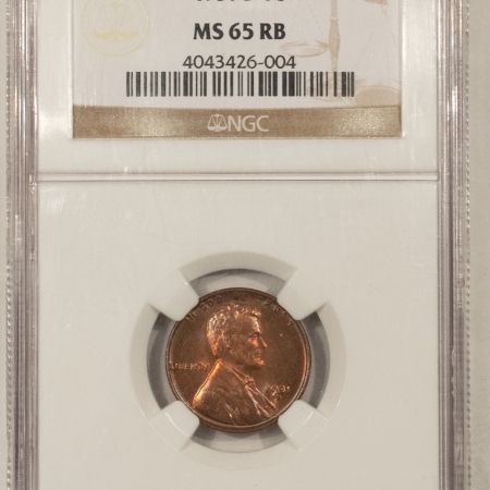 Lincoln Cents (Wheat) 1931-D LINCOLN CENT – NGC MS-65 RB, PRETTY GEM!