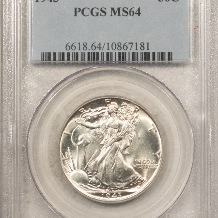 U.S. Certified Coins 1943 WALKING LIBERTY HALF DOLLAR – PCGS MS-64, BLAST WHITE!