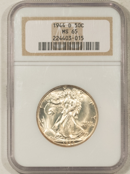 New Certified Coins 1944-D WALKING LIBERTY HALF DOLLAR – NGC MS-65, LUSTROUS GEM!