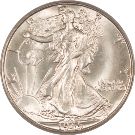 CAC Approved Coins 1945-D WALKING LIBERTY HALF DOLLAR – PCGS MS-66, ORIG WHITE, SUPERB, PQ & CAC!