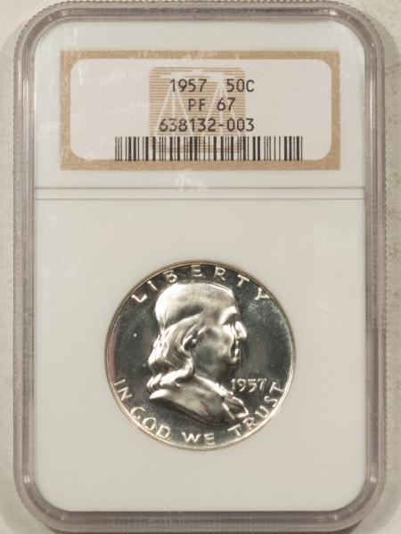 Franklin Halves 1957 PROOF FRANKLIN HALF DOLLAR – NGC PF-67, SUPERB & PREMIUM QUALITY!