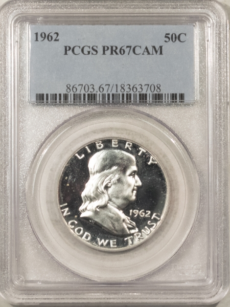 Franklin Halves 1962 PROOF FRANKLIN HALF DOLLAR – PCGS PR-67 CAM, CAMEO, GREAT CONTRAST!