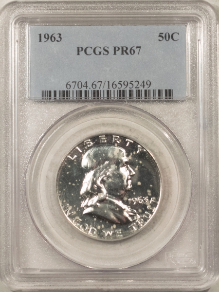 Franklin Halves 1963 PROOF FRANKLIN HALF DOLLAR – PCGS PR-67, SPOTTED, NOT NICE