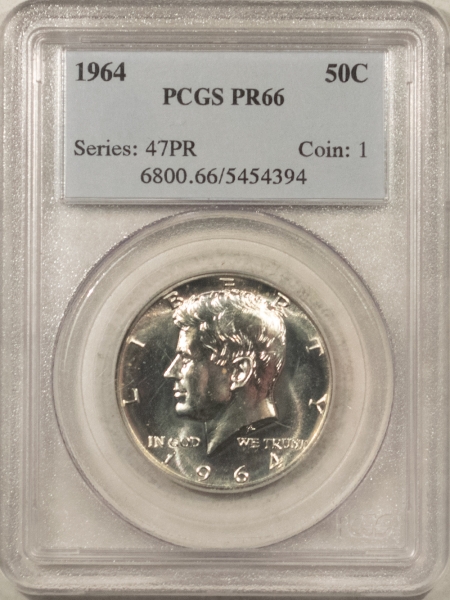 Kennedy Halves 1964 PROOF KENNEDY HALF DOLLAR – PCGS PR-66, WHITE!