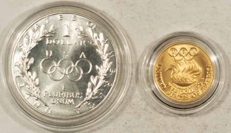 Modern Commems 1988 US OLYMPICS COMMEMORATIVE 2 COIN SET, $5 GOLD & SILVER $1 – GEM BU W/ OGP!