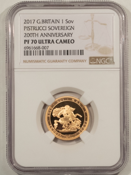 New Certified Coins 2017 GREAT BRITIAN GOLD SOVEREIGN 200TH ANN PISTRUCCI REV NGC PF-70 UCAM PERFECT