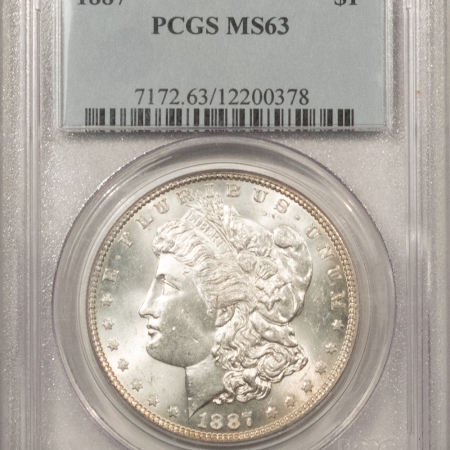 U.S. Certified Coins 1887 MORGAN DOLLAR – PCGS MS-63, REALLY PRETTY REVERSE!