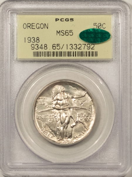 CAC Approved Coins 1938 OREGON COMMEMORATIVE HALF DOLLAR – PCGS MS-65, OGH, PQ & CAC APPROVED!