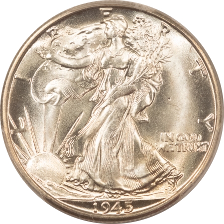 CAC Approved Coins 1945-D WALKING LIBERTY HALF DOLLAR – PCGS MS-66 CAC, LUSTROUS, PREMIUM QUALITY!