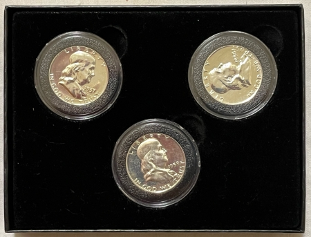 Franklin Halves 1957, 1958, 1959 FRANKLIN HALF DOLLARS LOT/3 – GEM PROOF IN DISPLAY BOX