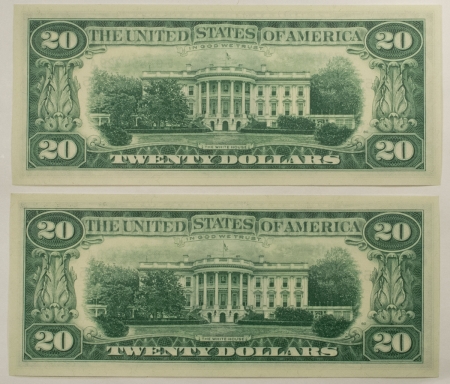 New Store Items 1969 $20 FEDERAL RESERVE NOTES, LOT/2, FR-2067E – GEM CU CONSECUTIVE PAIR! FRESH