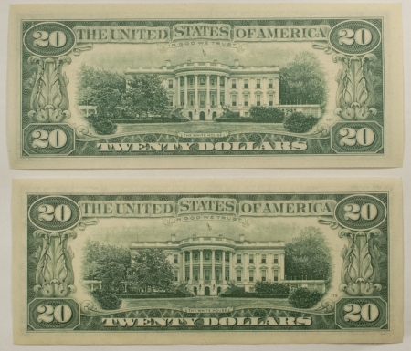 New Store Items 1974/1981 $20 FEDERAL RESERVE NOTES LOT OF 2, FR-2071E/2073D FRESH NICE CU NOTES