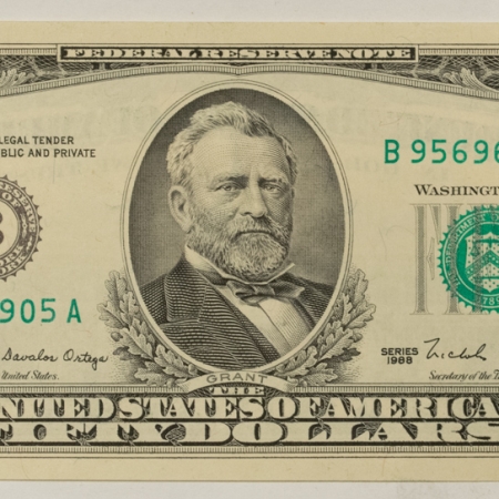 U.S. Currency 1988 $50 FEDERAL RESERVE NOTE, FR-2123B – FRESH GEM UNCIRCULATED!