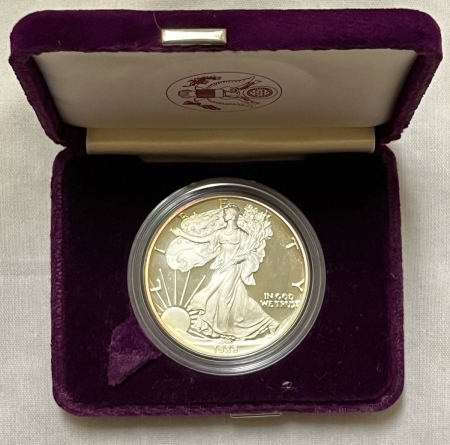 American Silver Eagles 1987-S $1 PROOF AMERICAN SILVER EAGLE, 1 OZ, .999 – GEM PROOF W/ BOX (NO COA)