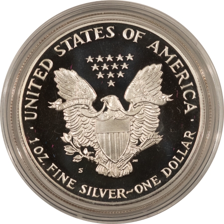 American Silver Eagles 1987-S $1 PROOF AMERICAN SILVER EAGLE, 1 OZ, .999 – GEM PROOF W/ BOX (NO COA)