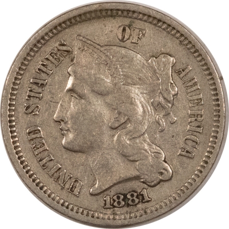 U.S. Uncertified Coins 1881 THREE CENT NICKEL – HIGH GRADE EXAMPLE!