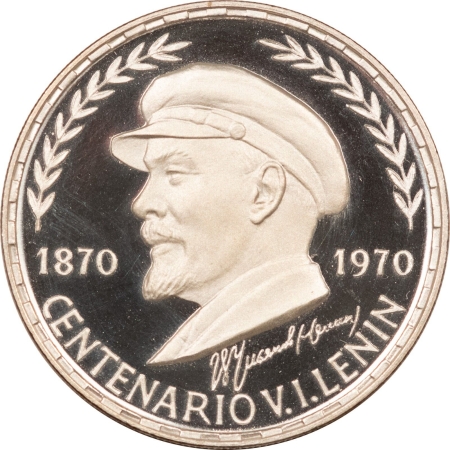 World Certified Coins 1970 EQUATORIAL GUINEA 75 PESETAS BIRTH OF LENIN .999 KM-9.1 GEM PROOF, SCARCE!