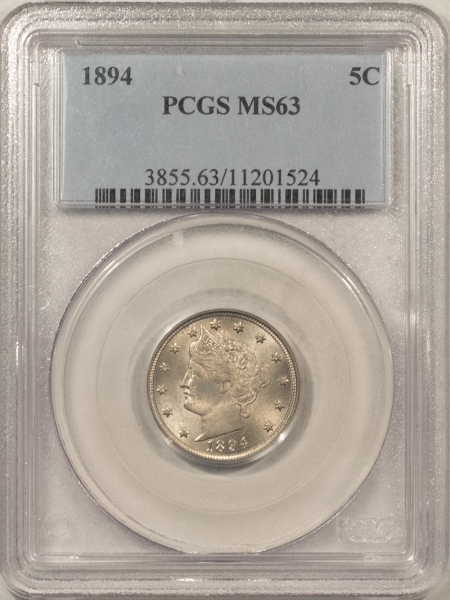 Liberty Nickels 1894 LIBERTY NICKEL PCGS MS-63, PREMIUM QUALITY 64+ QUALITY!