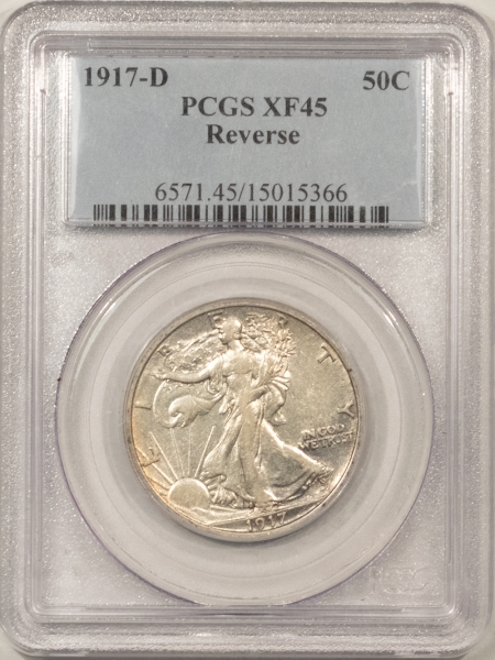 New Certified Coins 1917-D WALKING LIBERTY HALF DOLLAR, REVERSE – PCGS XF-45, TOUGH