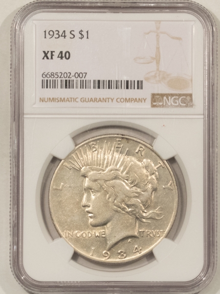 New Certified Coins 1934-S PEACE DOLLAR – NGC XF-40, KEY DATE!