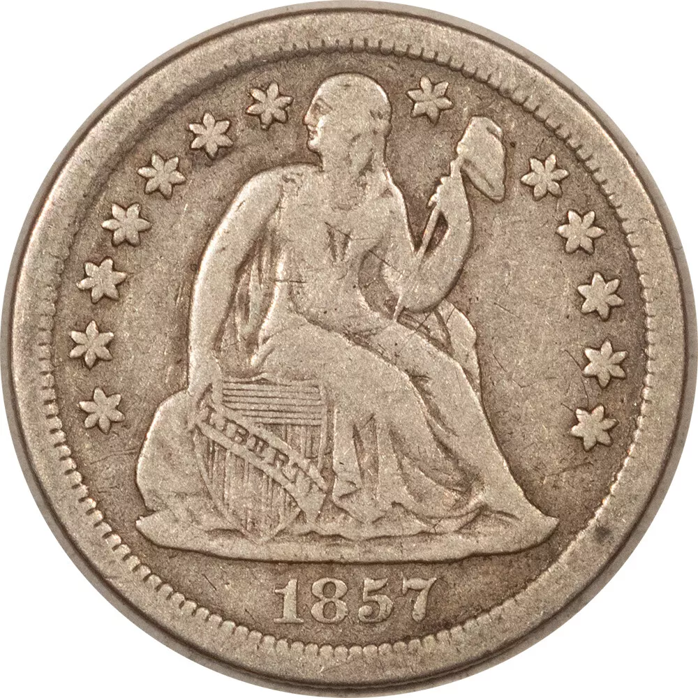 1857-O LIBERTY SEATED DIME - HIGH GRADE CIRCULATED EXAMPLE! LITE REVERSE SCRATCH