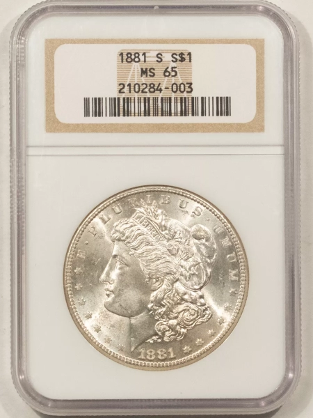 Morgan Dollars 1881-S MORGAN DOLLAR – NGC MS-65, BLAST WHITE GEM!