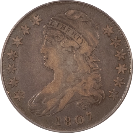 Early Halves 1807 LARGE STARS 50/20 CAPPED BUST HALF DOLLAR – PCGS VF-20, ORIGINAL AND NICE!