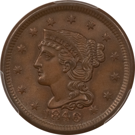 Braided Hair Large Cents 1846 BRAIDED HAIR LG CENT, SM DATE – PCGS MS-64 BN, FRESH, PQ, LOOKS GEM & CAC!