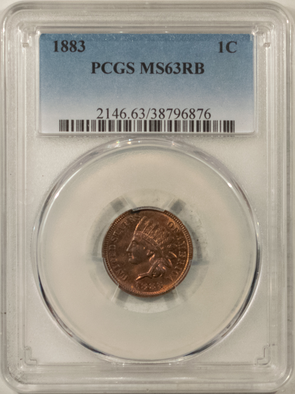 1883 INDIAN CENT - PCGS MS-63 RB, CHOICE & PRETTY!