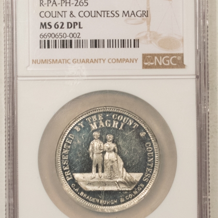 Other Numismatics 1885 COUNT & COUNTESS MARRIAGE, “TOM THUMB” MEDAL, R-PA-PH-265, NGC MS-62 DPL