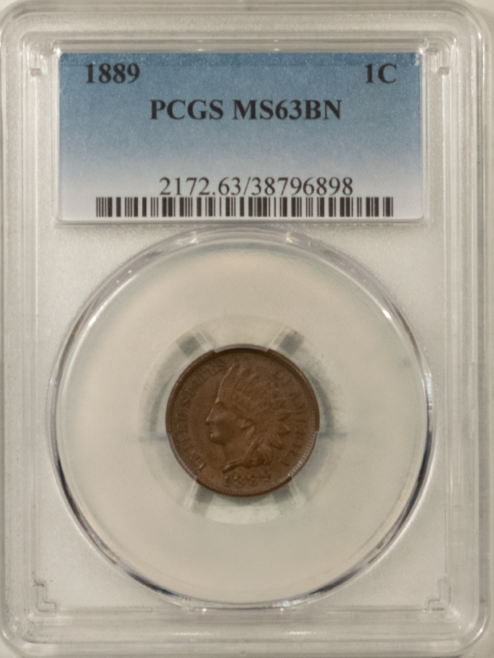 1889 INDIAN CENT - PCGS MS-63 BN, CHOICE!